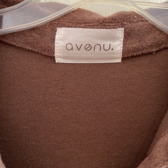 Collared Button Up Down Terry Cloth Brown Mini Dress - Picture 2 of 5